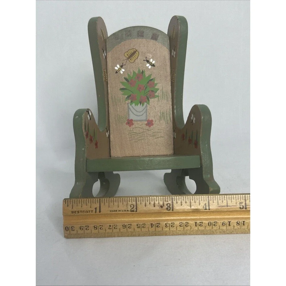 Hand Painted Wooden Doll Rocking Chair 6 Inch